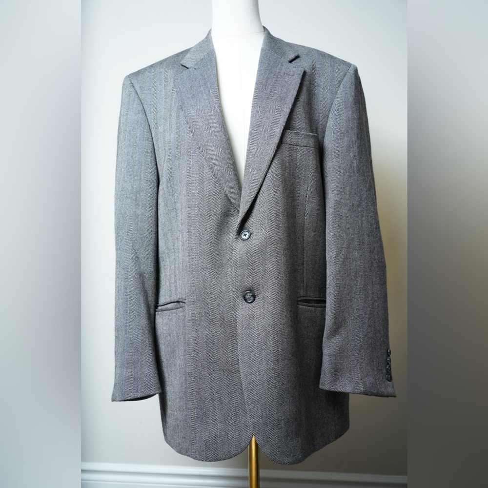 Vintage 100% Lambswool Blazer Bert Pulitzer Gray Herringbone Blazer Sport Coat